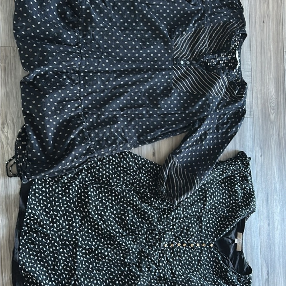 Two Black Patterned Dresses - Button Front - image 1